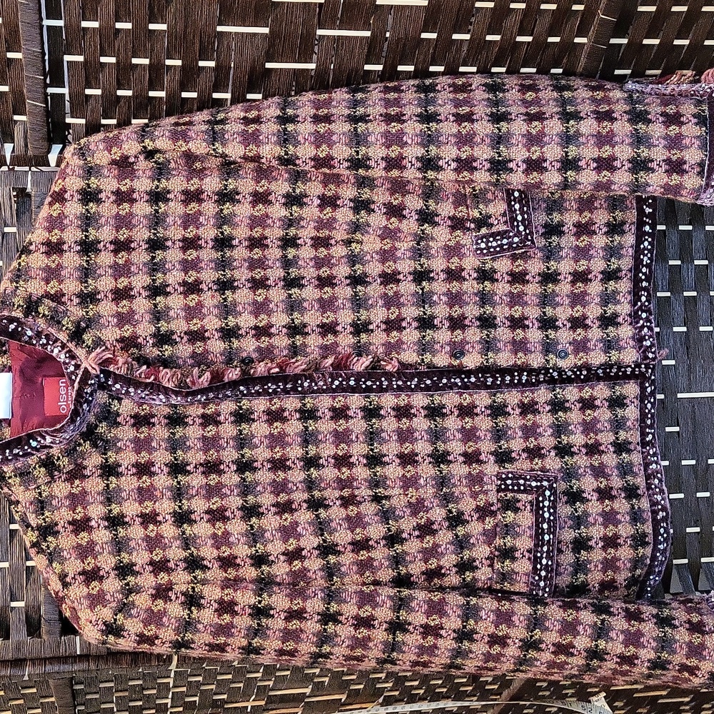 Olsen Pink Plaid Tweed Jacket
